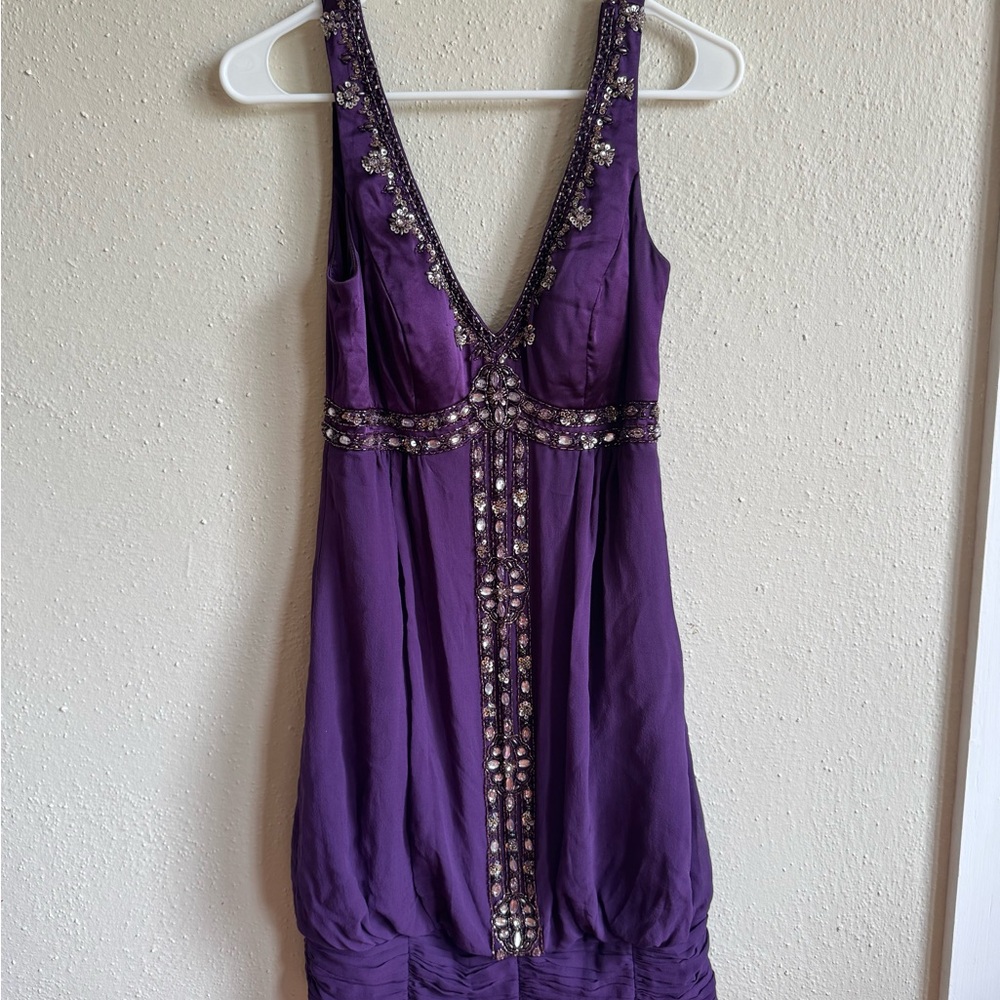 Vintage Sue Wong Deep Purple Embellished Dress